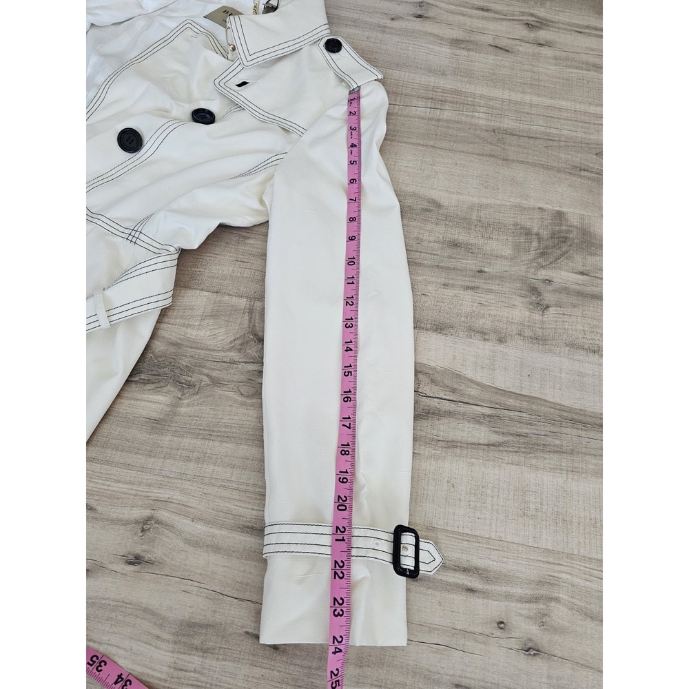 Burberry 100% Silk Cream Trench Coat Double Breasted Belted Long US 10 Brand New - Picture 12 of 16